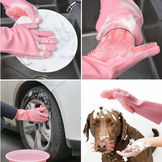 MagicScrub Silicon Waterproof Dishwashing Gloves